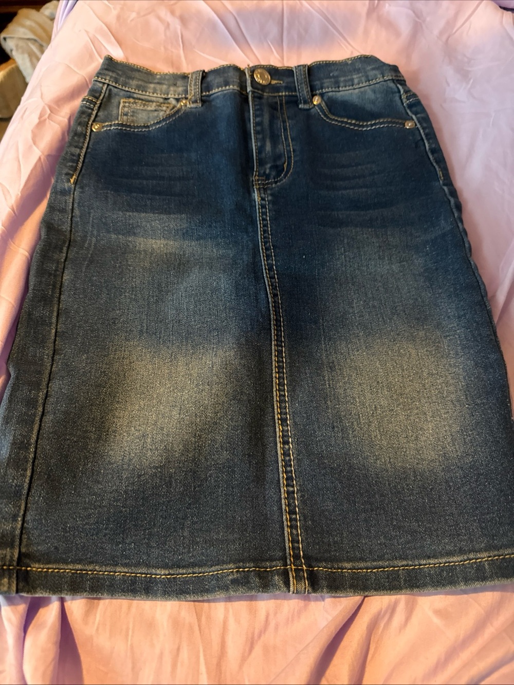 Dark Wash Denim Skirt for Girls - Classic A-Line